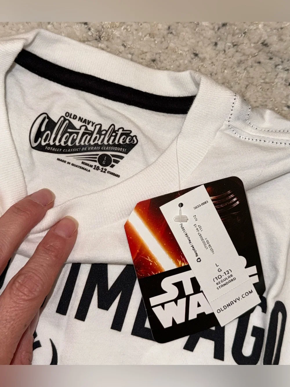 NWT Old Navy Star Wars Boys Graphic T-Shirt Size Large 10-12 White Darth Vader T